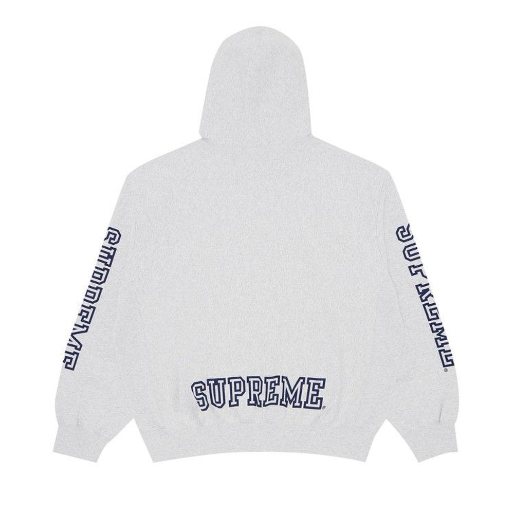 Supreme Collegiate Sleeve Hooded Sweatshirt Ash Grey – boční pohled | Purekickz
