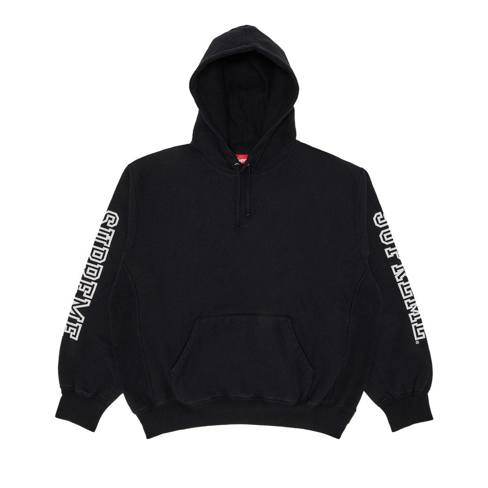 Supreme Collegiate Sleeve Hooded Sweatshirt 'Black' – hlavní pohled | Purekickz
