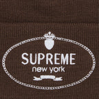 Supreme Crest Beanie Brown – detail | Purekickz