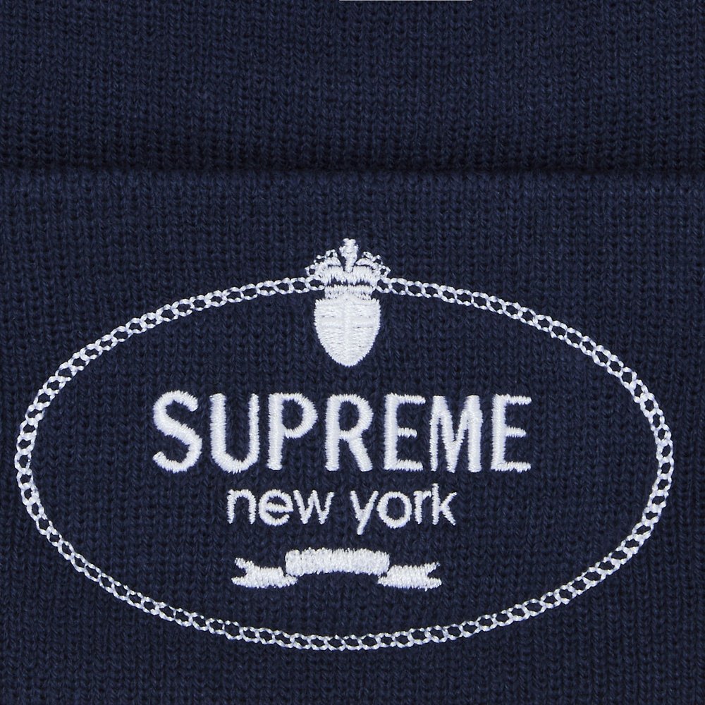Supreme Crest Beanie Navy – detail | Purekickz