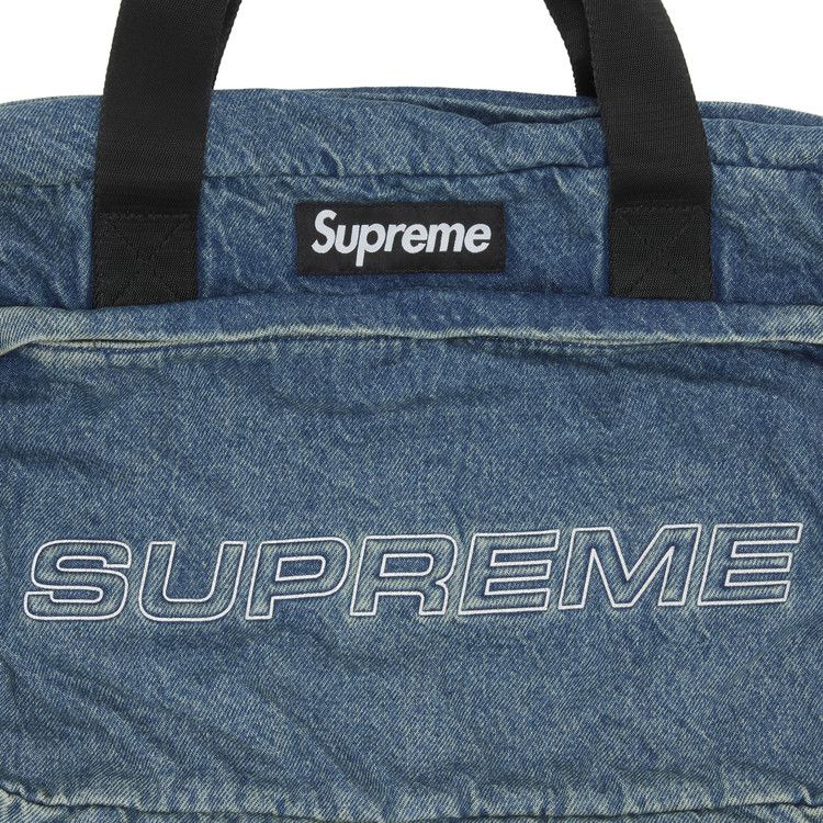 Supreme Denim Duffle Bag Washed Indigo – detail | Purekickz