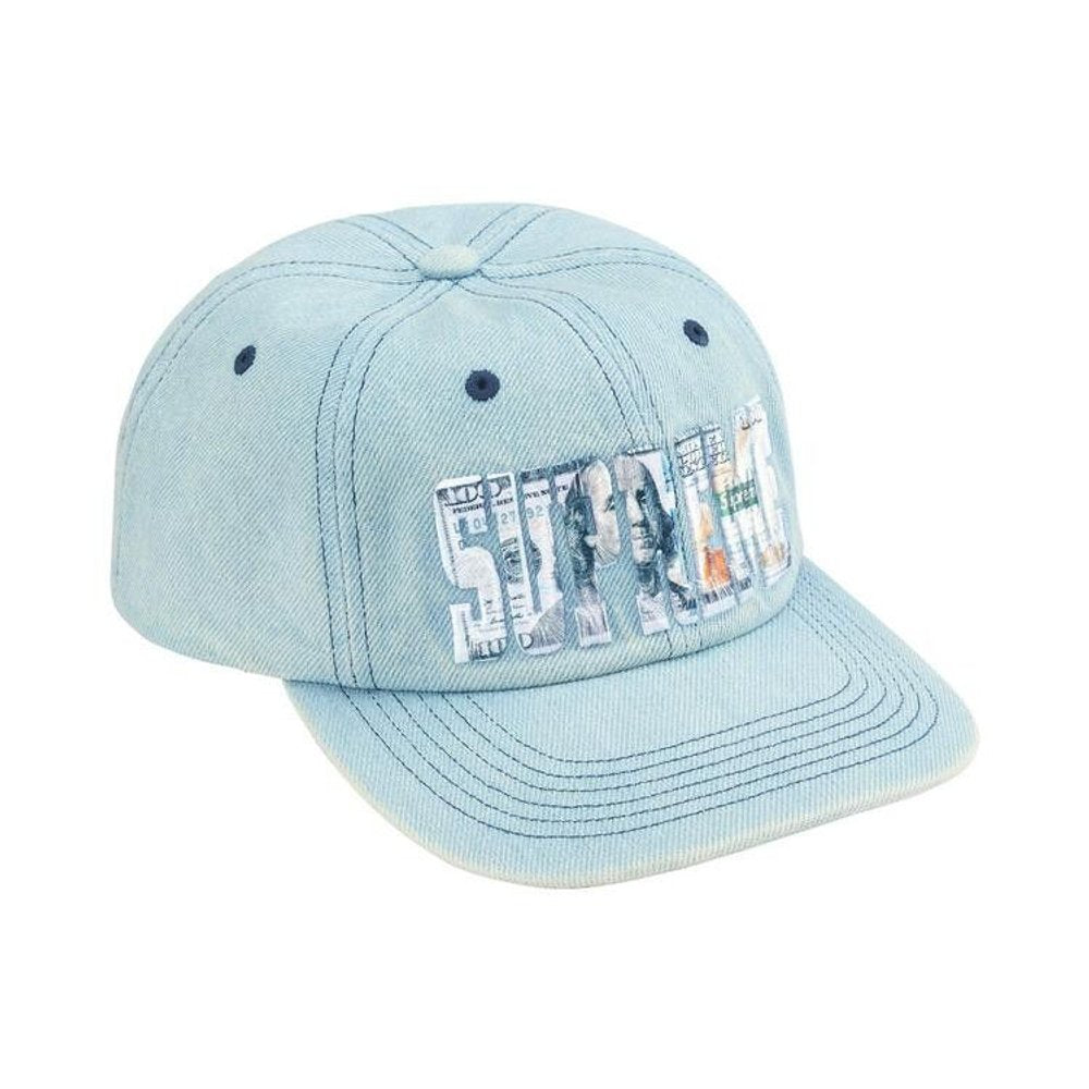 Supreme Embroidered Money Logo 6-Panel Hat Light Blue