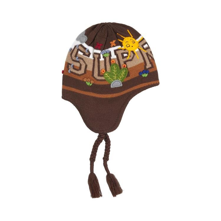 Supreme Felt Applique Earflap Beanie Brown – hlavní pohled | Purekickz