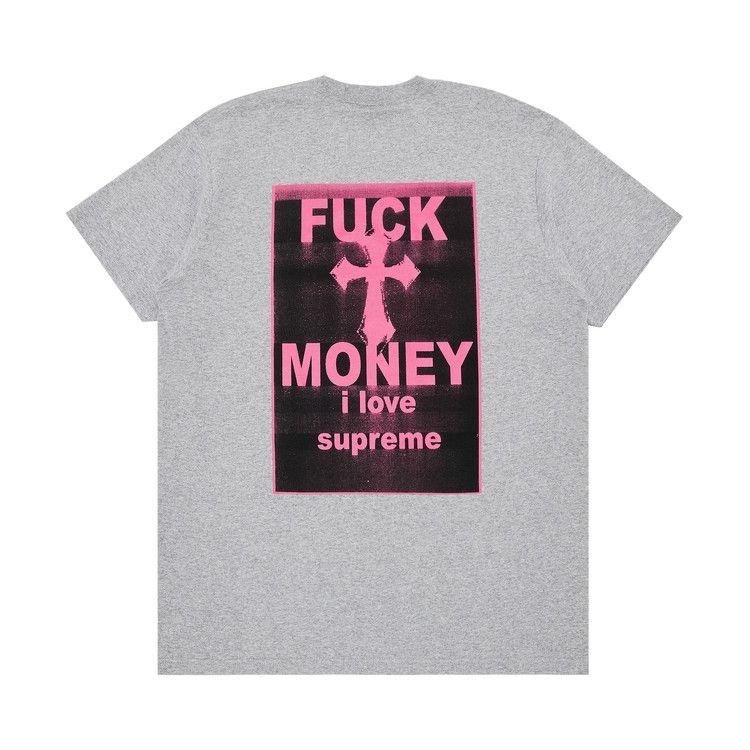 Supreme Fuck Money Tee Heather Grey – boční pohled | Purekickz