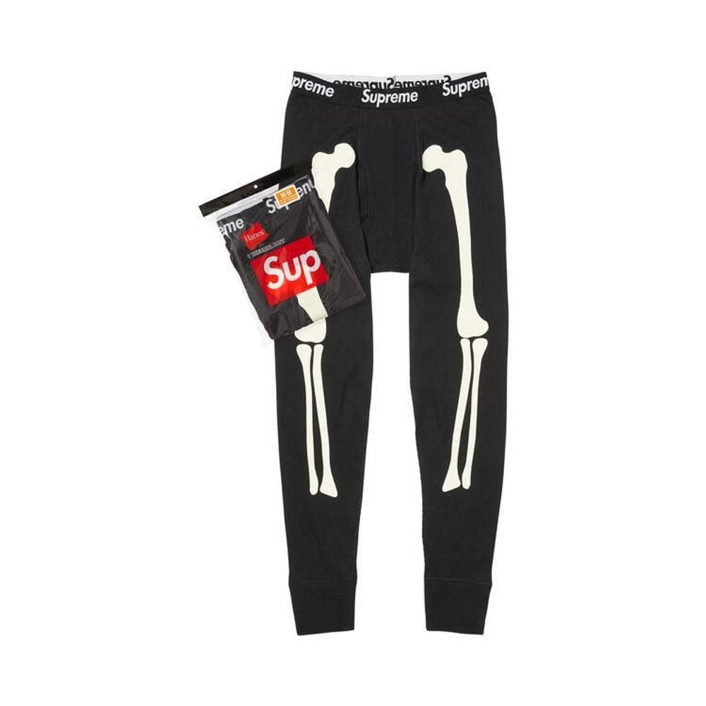 Supreme Hanes Black Thermal Pants FW25