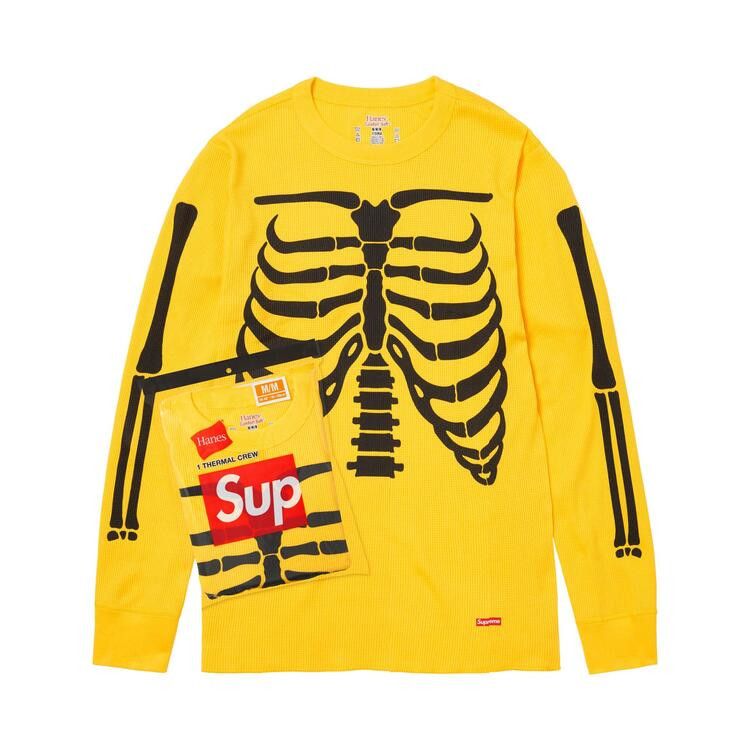 Supreme Hanes Bones Thermal Crew FW25 (1 Pack) Yellow – hlavní pohled | Purekickz