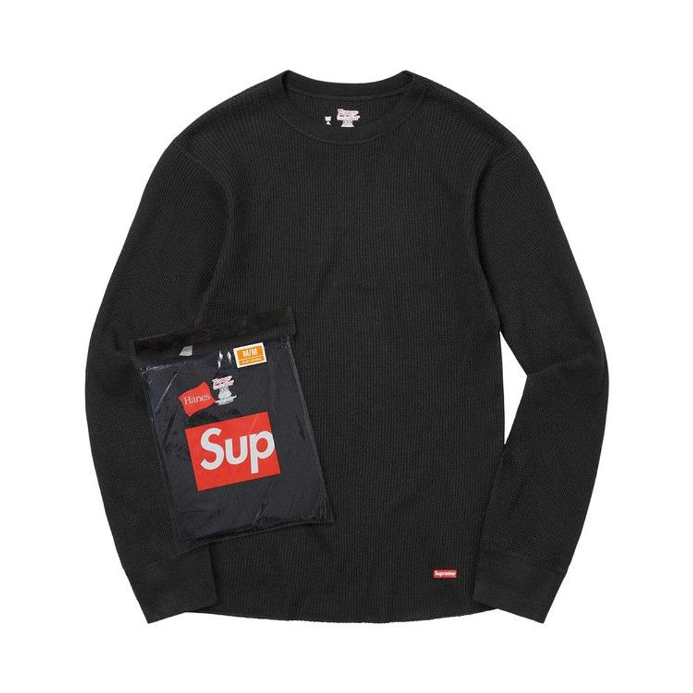 Supreme Hanes Thermal Crew (1 Pack) Black – hlavní pohled | Purekickz