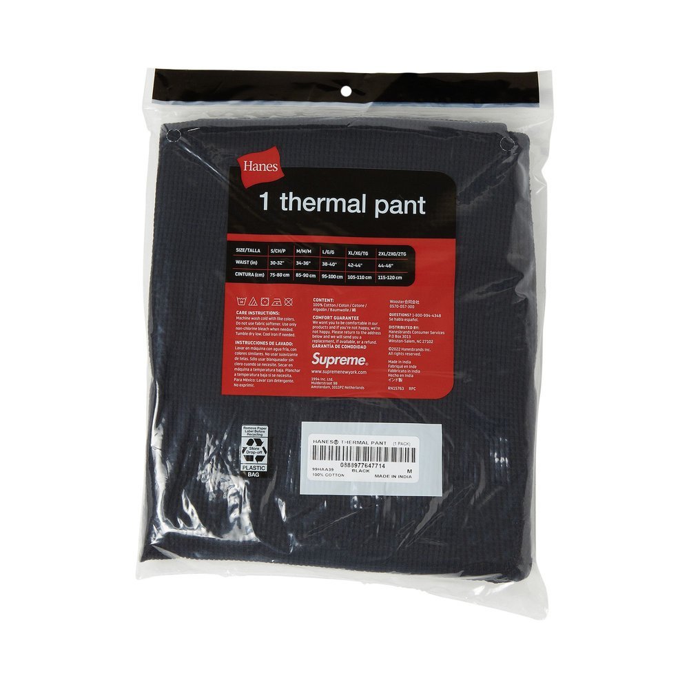 Supreme Hanes Thermal Pant (1 Pack) Black – boční pohled | Purekickz