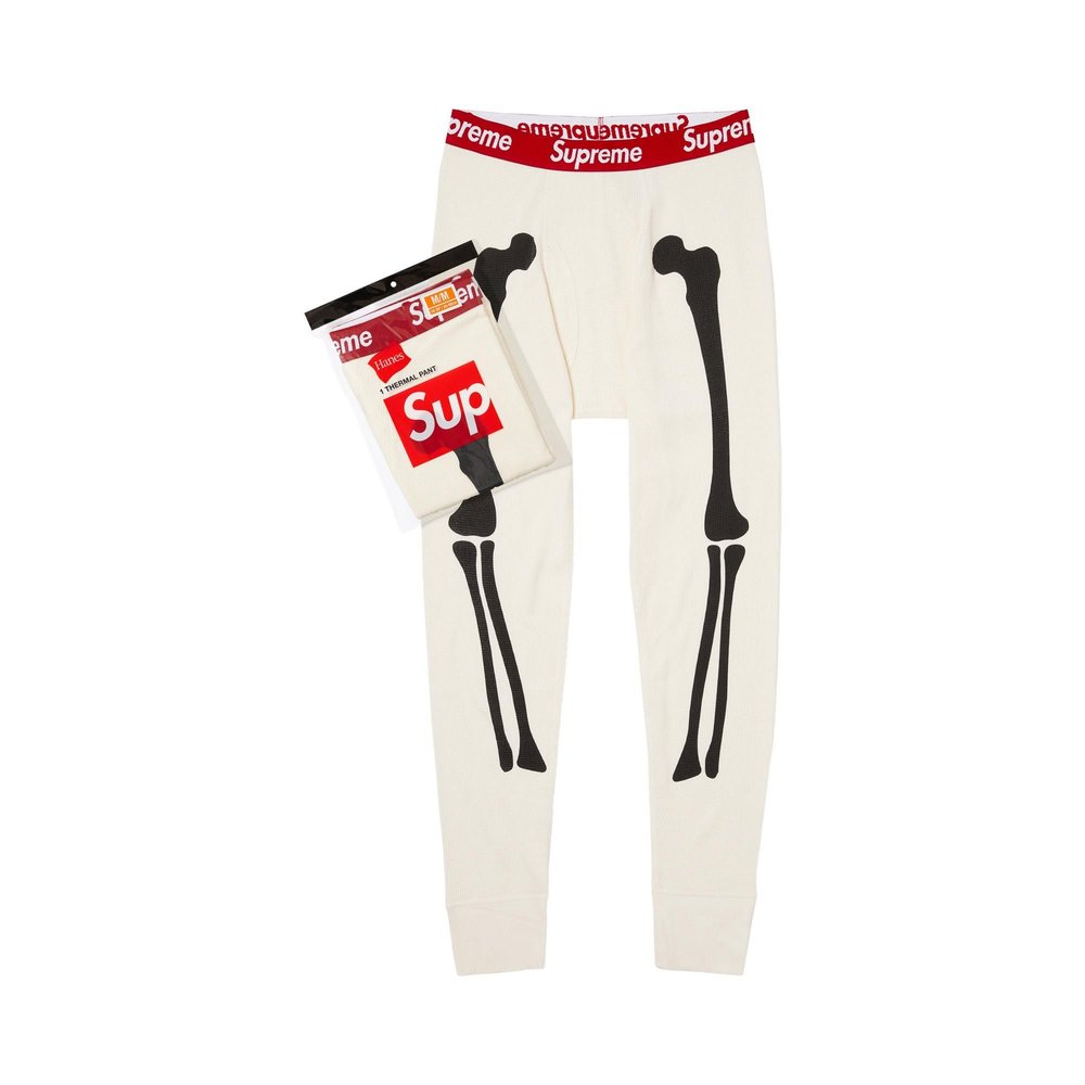 Supreme Hanes White Thermal Pants FW25
