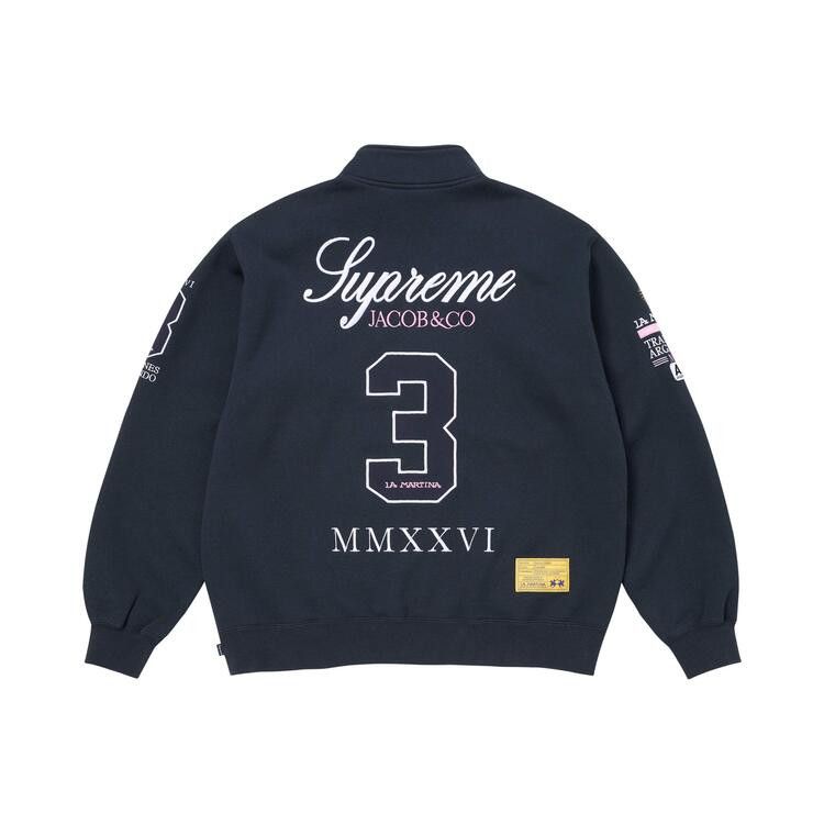 Supreme La Martina Zip Up Sweatshirt Navy – boční pohled | Purekickz