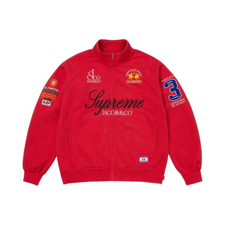 Supreme La Martina Zip Up Sweatshirt Red – hlavní pohled | Purekickz