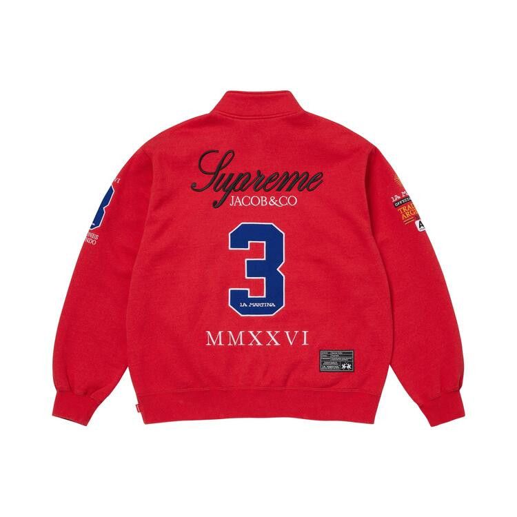 Supreme La Martina Zip Up Sweatshirt Red – boční pohled | Purekickz