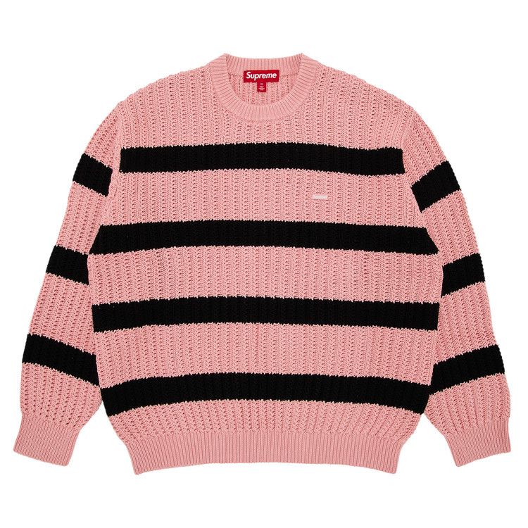 Supreme Loose Gauge Stripe Small Box Sweater Pink – hlavní pohled | Purekickz
