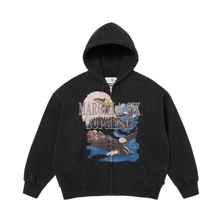 Supreme MM6 Maison Margiela Eagle Zip Up Hooded Sweatshirt Black – hlavní pohled | Purekickz