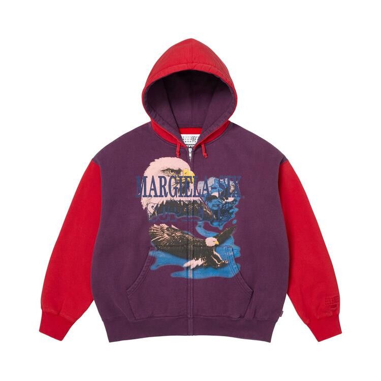 Supreme MM6 Maison Margiela Eagle Zip Up Hooded Sweatshirt Red – hlavní pohled | Purekickz