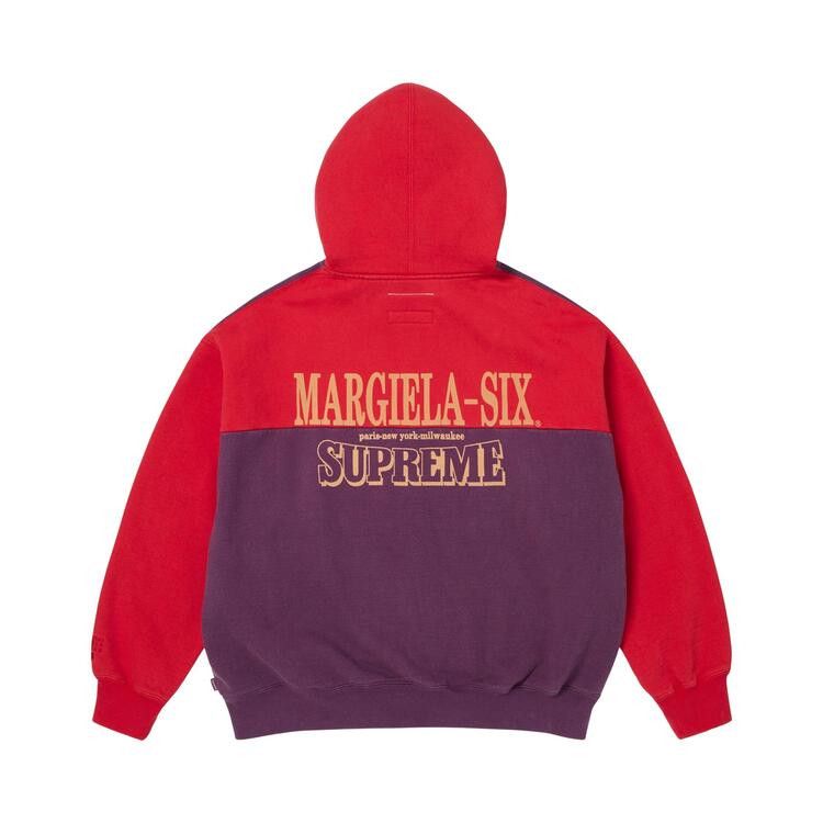 Supreme MM6 Maison Margiela Eagle Zip Up Hooded Sweatshirt Red – boční pohled | Purekickz
