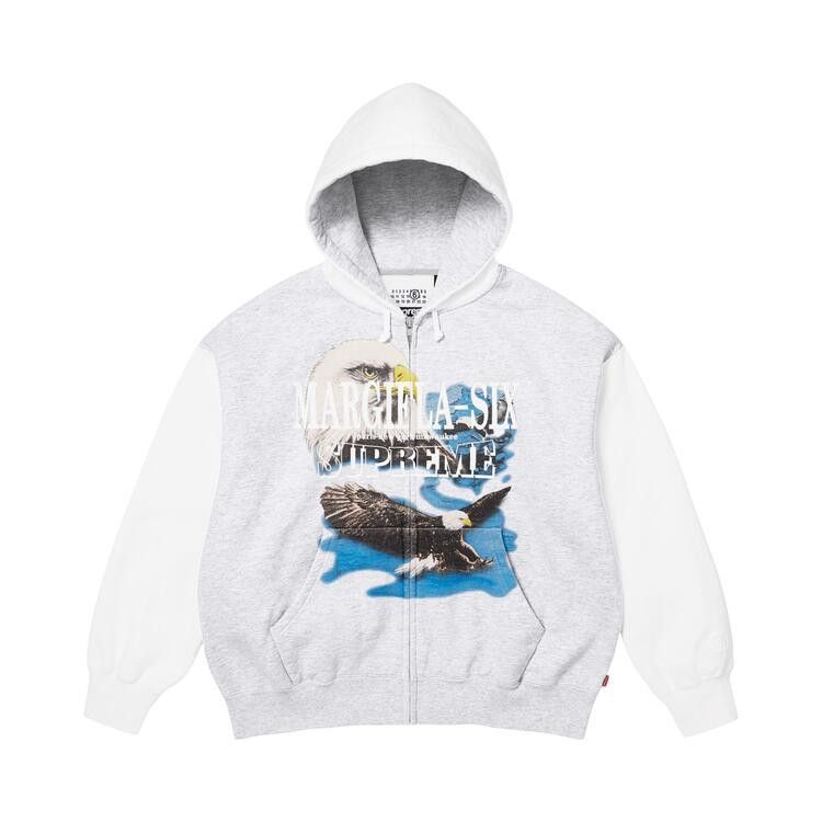 Supreme MM6 Maison Margiela Eagle Zip Up Hooded Sweatshirt White – hlavní pohled | Purekickz