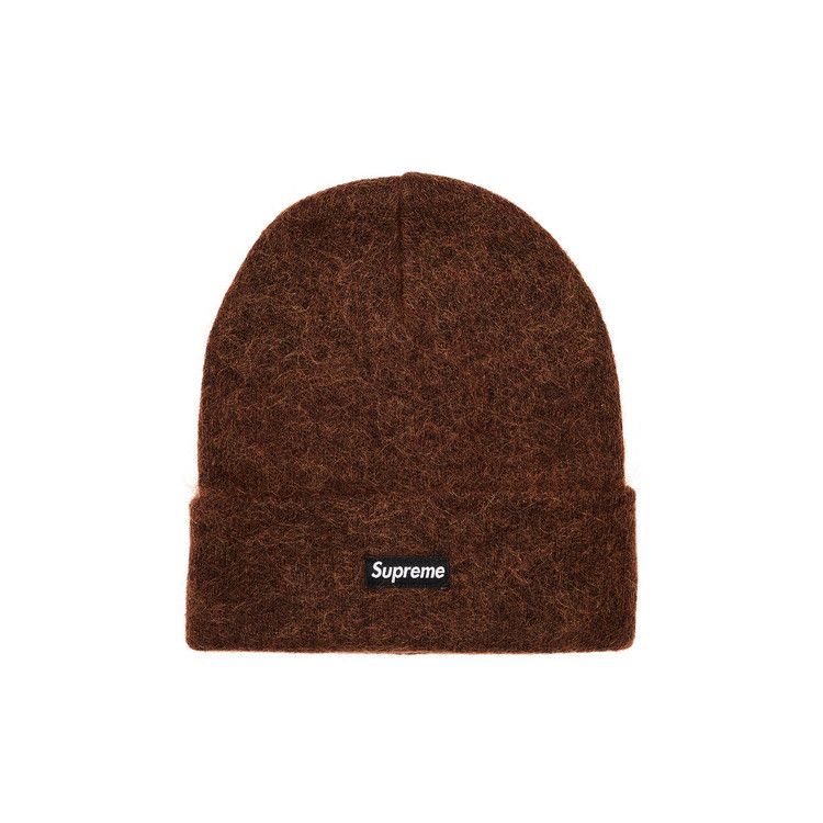 Supreme Mohair Beanie (FW24) Dark Brown – boční pohled | Purekickz