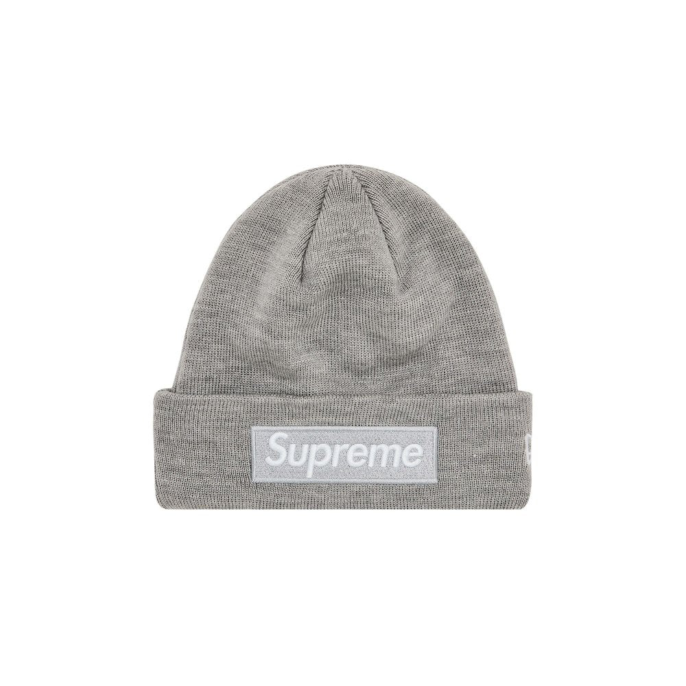 Supreme New Era Box Logo Beanie (FW24) Heather Grey – hlavní pohled | Purekickz