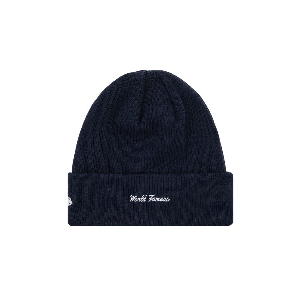 Supreme New Era Box Logo Beanie (FW24) Navy – boční pohled | Purekickz
