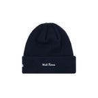 Supreme New Era Box Logo Beanie (FW24) Navy – boční pohled | Purekickz