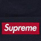 Supreme New Era Box Logo Beanie (FW24) Navy – detail | Purekickz