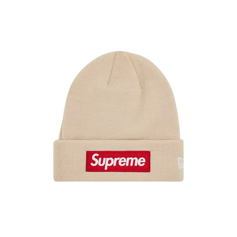 Supreme New Era Box Logo Beanie (FW24) Stone – hlavní pohled | Purekickz