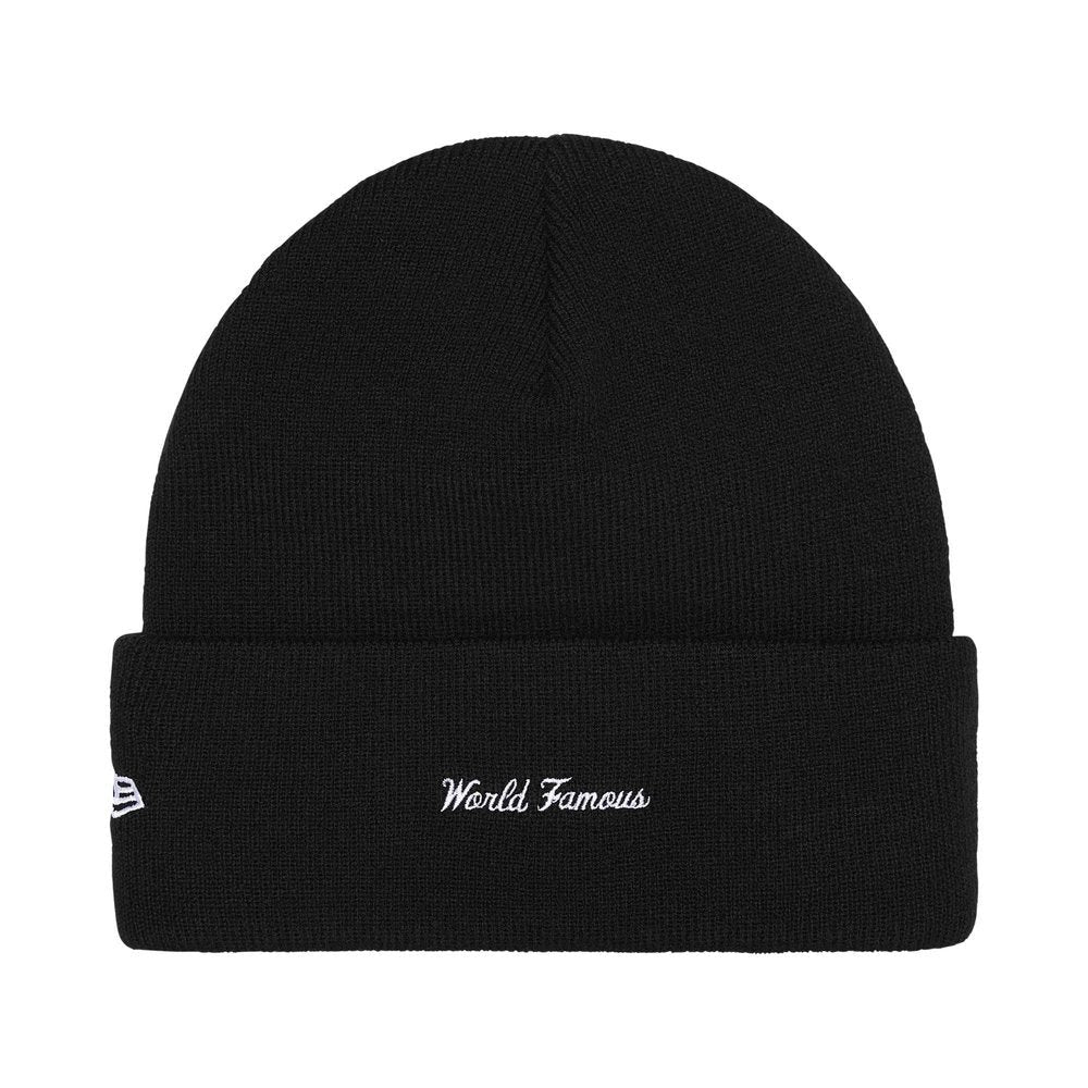 Supreme New Era Box Logo Beanie (FW25) Black – boční pohled | Purekickz