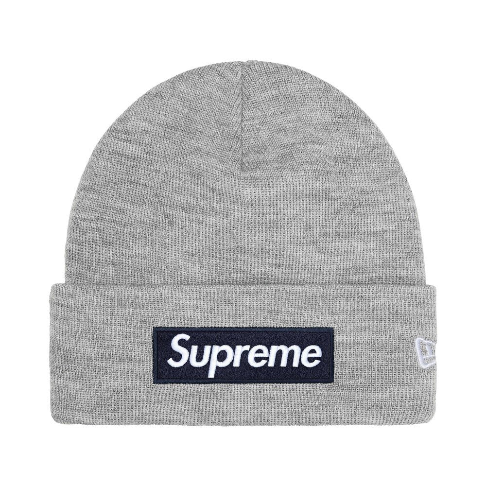 Supreme New Era Box Logo Beanie (FW25) Heather Grey – hlavní pohled | Purekickz