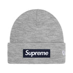 Supreme New Era Box Logo Beanie (FW25) Heather Grey – hlavní pohled | Purekickz