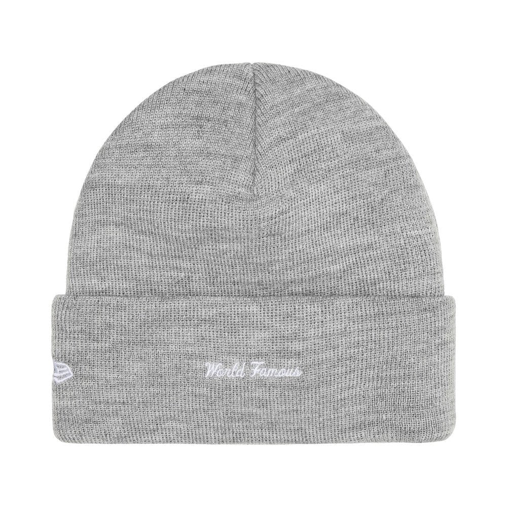 Supreme New Era Box Logo Beanie (FW25) Heather Grey – boční pohled | Purekickz