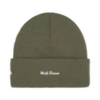 Supreme New Era Box Logo Beanie (FW25) Light Olive – boční pohled | Purekickz