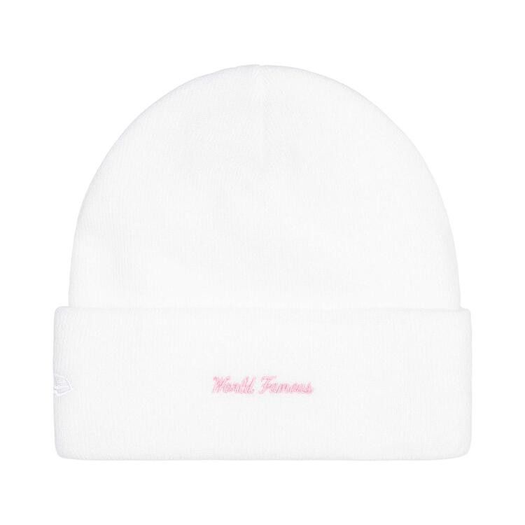 Supreme New Era Box Logo Beanie (FW25) White – boční pohled | Purekickz