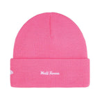 Supreme New Era Box Logo Beanie Magenta – boční pohled | Purekickz