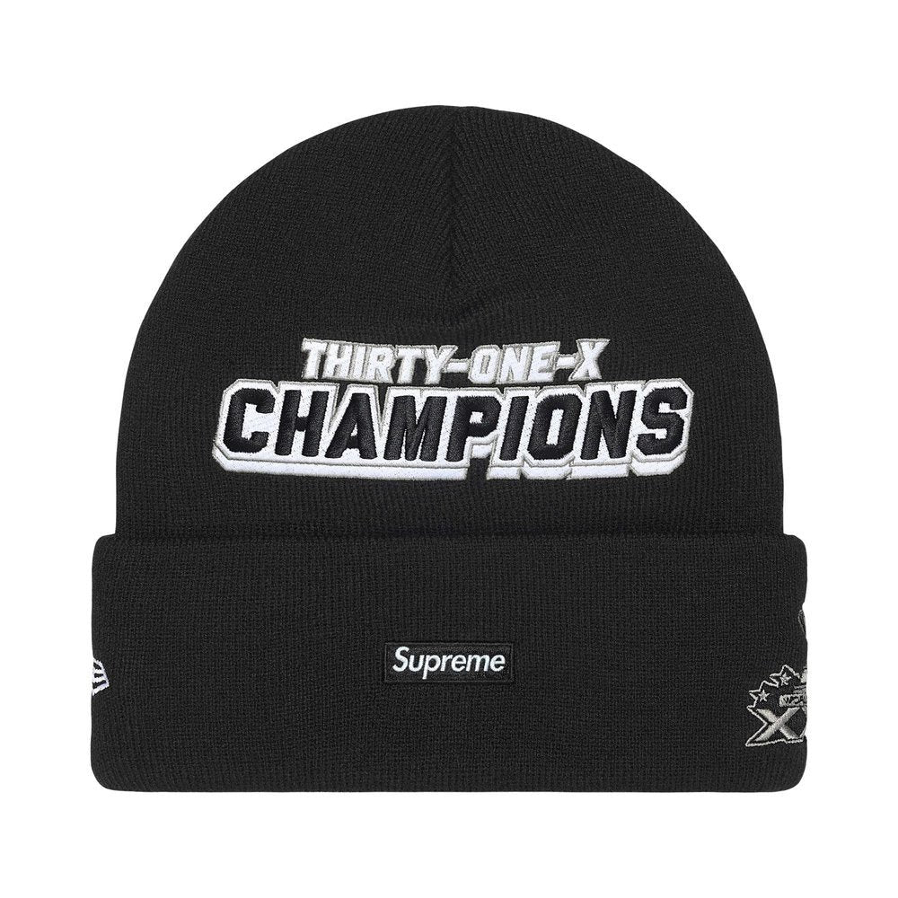 Supreme New Era Football Beanie Black – boční pohled | Purekickz