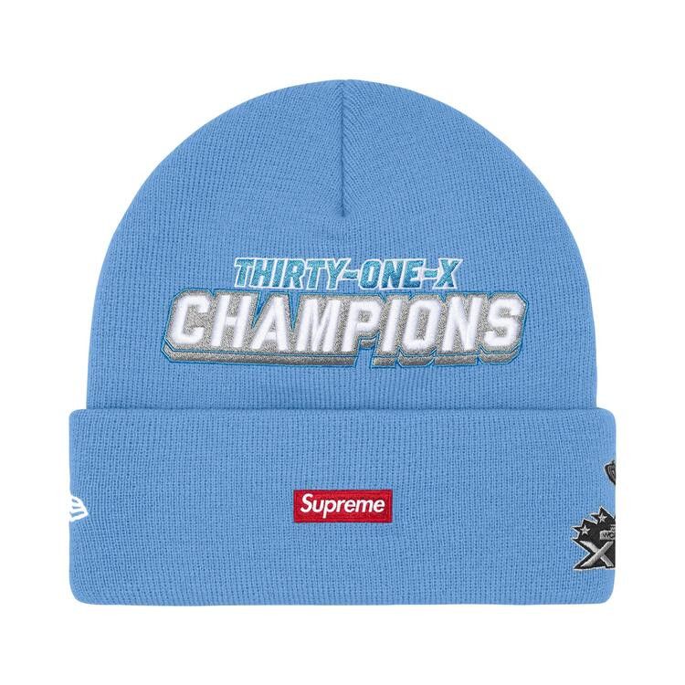 Supreme New Era Football Beanie Light Blue – boční pohled | Purekickz