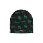 Supreme New Era Monogram Beanie Black – boční pohled | Purekickz