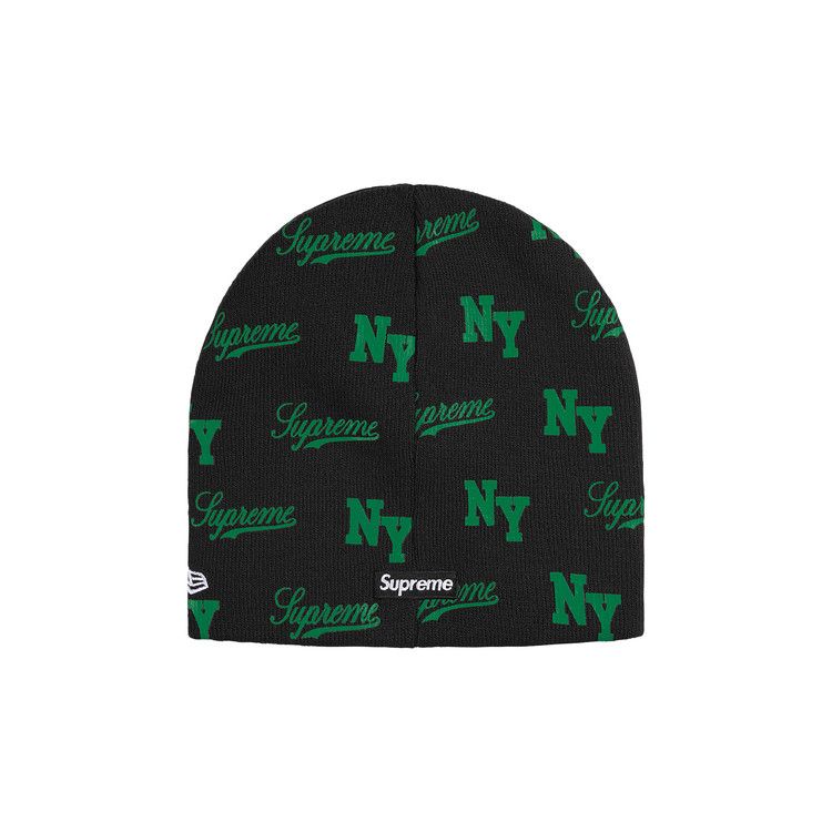 Supreme New Era Monogram Beanie Black – boční pohled | Purekickz