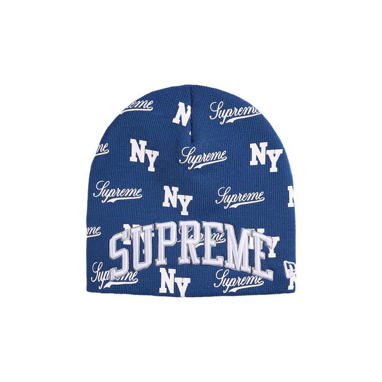 Supreme New Era Monogram Beanie Blue – hlavní pohled | Purekickz