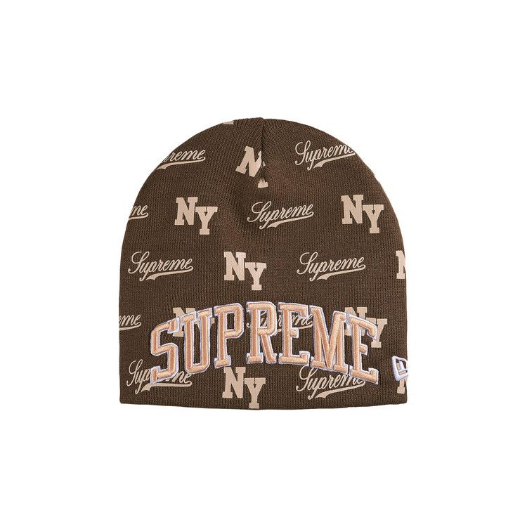 Supreme New Era Monogram Beanie Brown – hlavní pohled | Purekickz