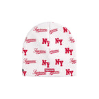 Supreme New Era Monogram Beanie White – boční pohled | Purekickz
