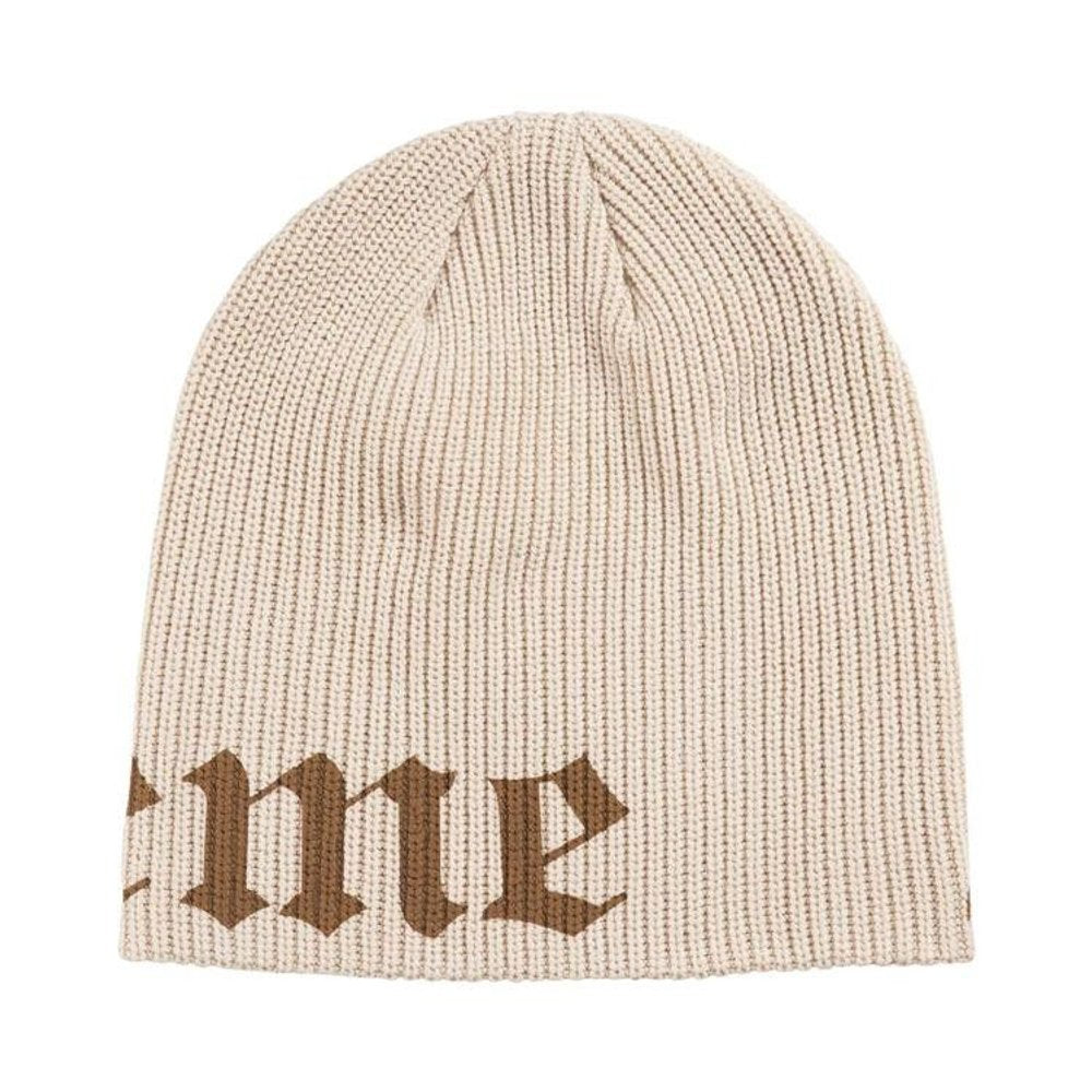 Supreme Old English Printed Beanie (SS26) Brown – boční pohled | Purekickz