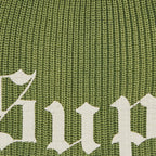 Supreme Old English Printed Beanie (SS26) Green – detail | Purekickz