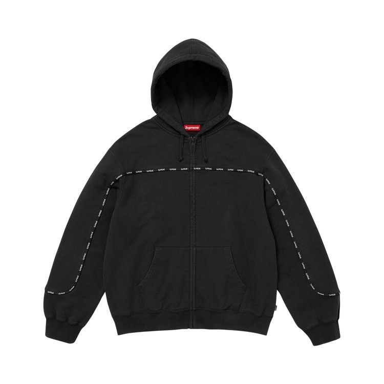 Supreme Piping Zip Up Hooded Sweatshirt Black – hlavní pohled | Purekickz