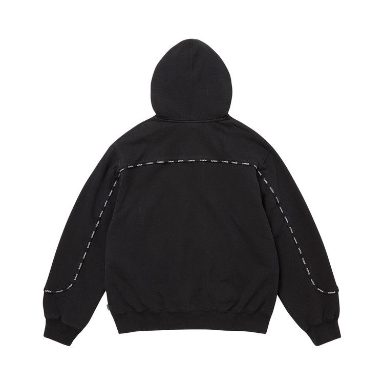 Supreme Piping Zip Up Hooded Sweatshirt Black – boční pohled | Purekickz