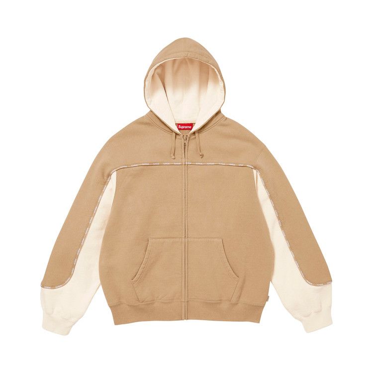 Supreme Piping Zip Up Hooded Sweatshirt Brown – hlavní pohled | Purekickz