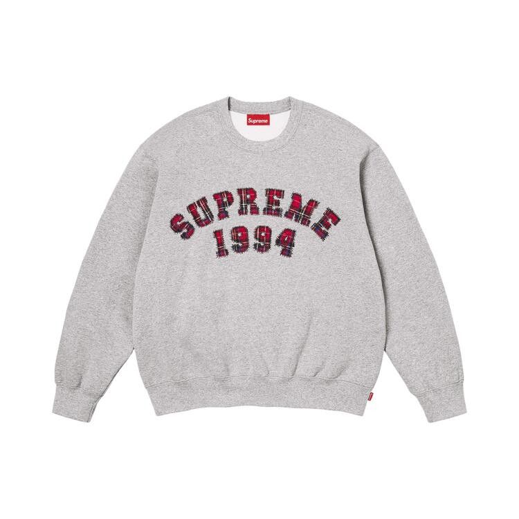 Supreme Plaid Arc Crewneck Heather Grey – hlavní pohled | Purekickz