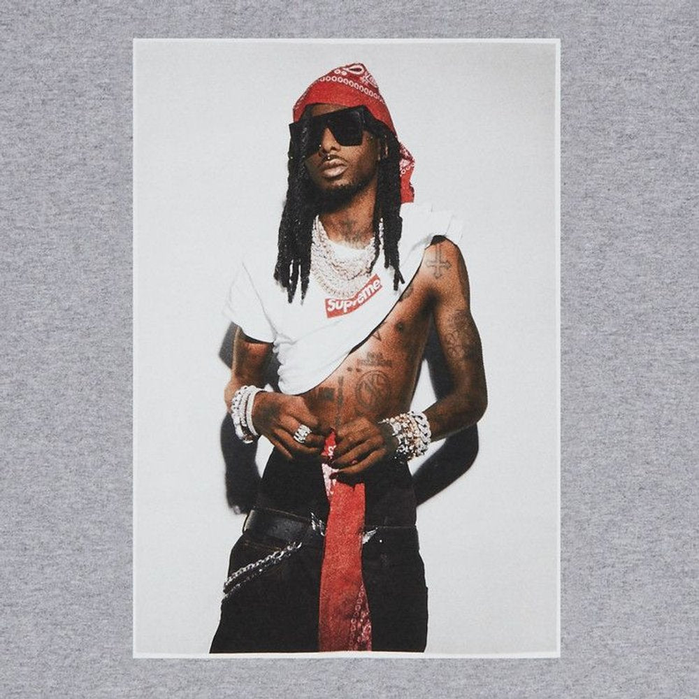 Supreme Playboi Carti Tee Heather Grey – boční pohled | Purekickz
