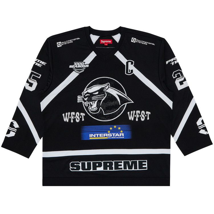 Supreme Rhinestone Hockey Jersey Black – hlavní pohled | Purekickz
