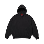 Supreme Satin Applique Hooded Sweatshirt (SS26) Black – hlavní pohled | Purekickz